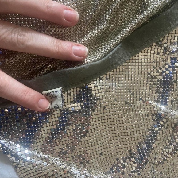 1970s Whiting & Davis chain mail mesh silver halter top - Picture 5 of 7